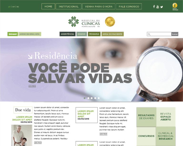 Criação do site para o hosptital das Clínicas